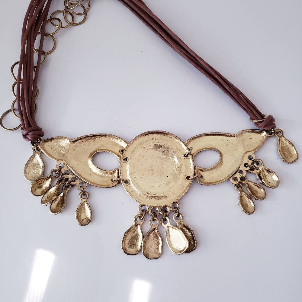 Vintage Gold Tone Metal And Leather Belt - Picture 8 of 10